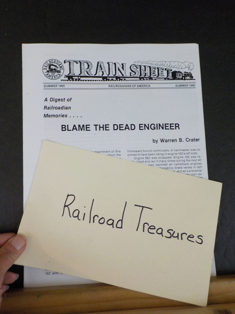 Train Sheet Railroadians Of America 1980 Summer Blame the Dead Enginee ...