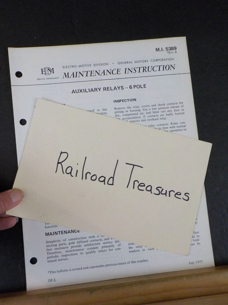 EMD Maintenance Instructions MI 5389 Rev B Auxiliary relays 6 pole ...