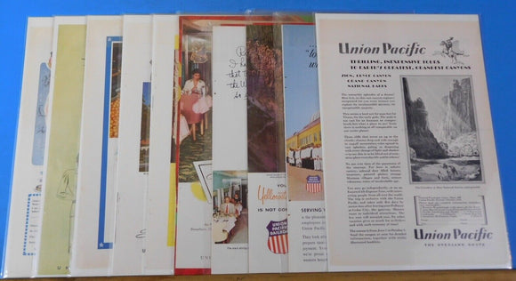 Ads Union Pacific Railroad Lot #25 Advertisements from various magazines (10)