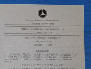 Railroad Employee Accident Investigation Report #129 Burlington Northern Cooks