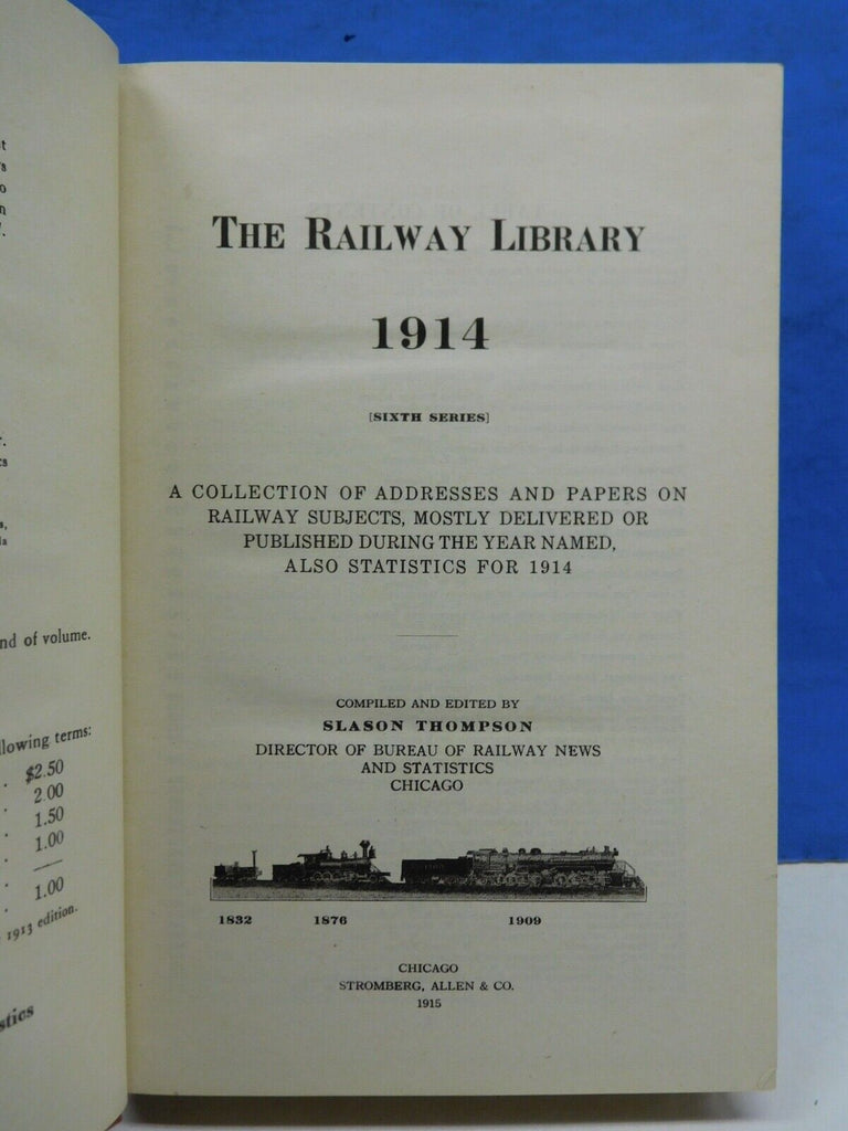 Railway Library and Statistics, The 1914 collection noteworthy address ...