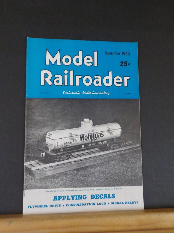 Model Railroader Magazine 1945 November Applying decals Flywheel drive