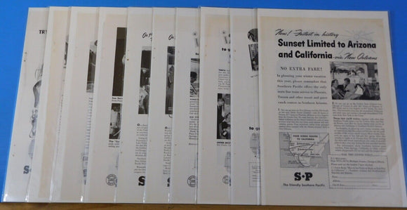 Ads Southern Pacific Railroad Lot #2 Advertisements from various magazines (10)