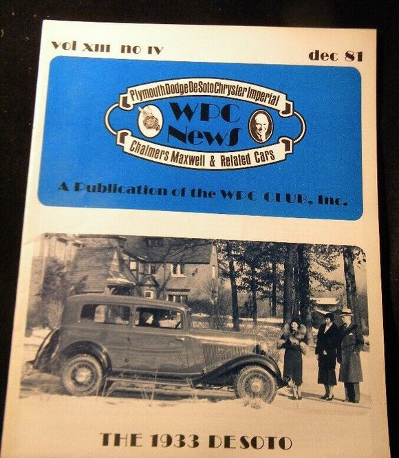 WPC News 1981 December  The 1933 DeSoto