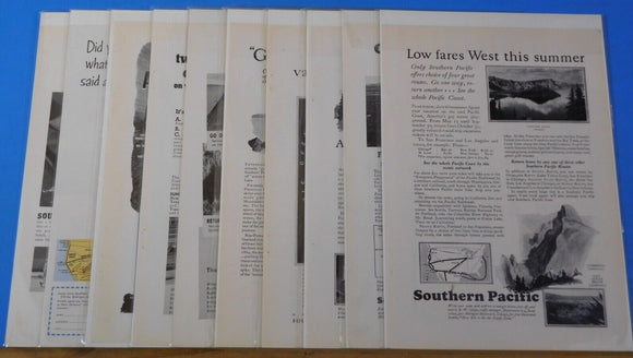 Ads Southern Pacific Railroad Lot #15 Advertisements from various magazines (10)