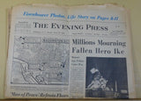 Newspaper The Evening Press 1969 March 29 Binghamton NY Eisenhower Death
