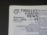 Trolley Coach News No 54 1982 Summer/Fall Includes Vol No 13     Index