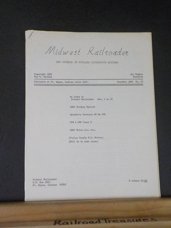 Midwest Railroader #53 1965 December Index #1-48