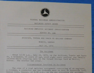 Railroad Employee Accident Investigation Report #106 Atchison Topeka & Santa Fe