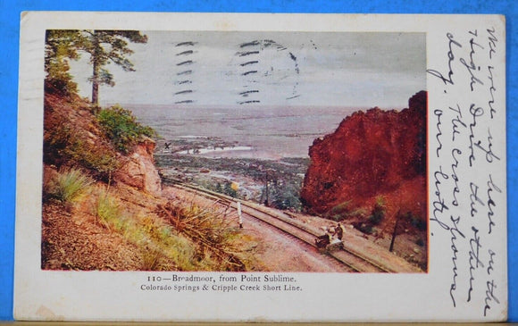 Postcard Broadmoor from Point Sublime Colorado Springs & Cripple Creek Short Lin