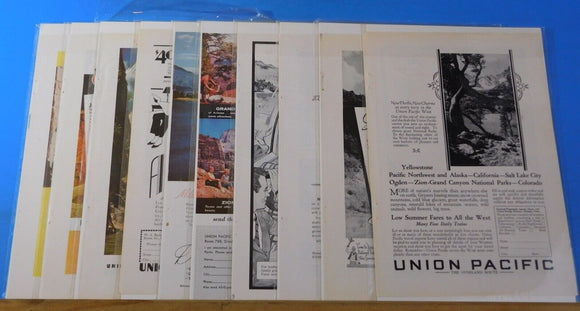 Ads Union Pacific Railroad Lot #31 Advertisements from various magazines (10)