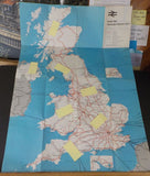 Map British Rail Passenger Network 1977 International Passenger Network