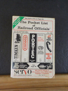 Pocket List of Railroad Officials #360 1984  4th quarter    1000 pages