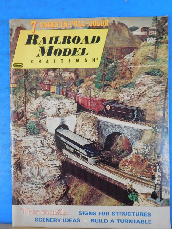 Railroad Model Craftsman Magazine 1974 January Signs for structures Turntable Sc