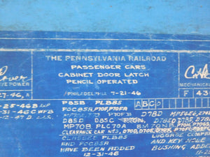 Blueprint PRR Passenger Cars Cabinet Door Latch Pencil operated