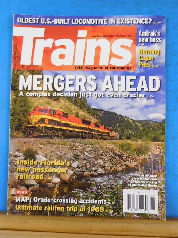 Trains Magazine 2016 November Mergers ahead Amtra FL new passenger railroad