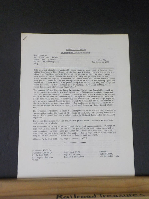 Midwest Railroader #79 1970 March-April An historical roster journal