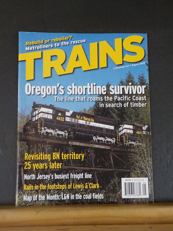 Trains Magazine 2005 August Oregon shortline survivor NJ busiest freight line L&