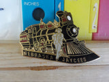Jaycees Nebraska Train Engine w/Man Black, Red Gray Steam Locomotive PIN