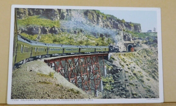 Postcard California Limited crossing Johnson’s Canyon AZ #12992 Fred Harvey Righ