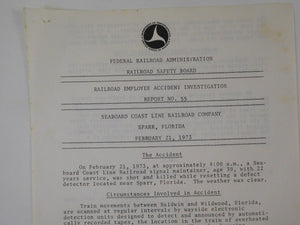 Railroad EMPLOYEE Accident Investigation Report #55 Seaboard Coast Line Railroad