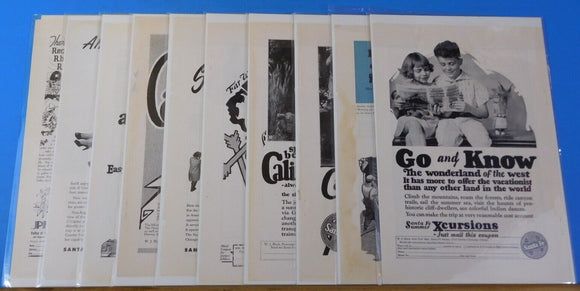 Ads Santa Fe Railroad Lot #4 Advertisements from various magazines (10)