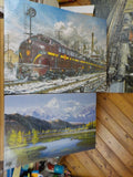 Puzzles on cardboard PRR #4267 and Alaska Railroad #4012
