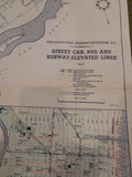 Map Philadelphia Route Map Showing Street Car Bus and Subway Lines 1940