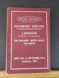 British Railways Passenger service including suburban services 1951 June 18-Sept