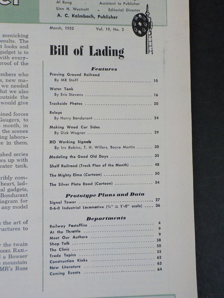 Model Railroader Magazine 1952 March Simple relay uses Building HO sig ...