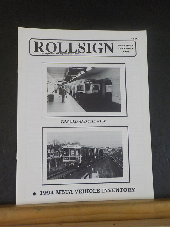 Rollsign Magazine of New England Transit News 1994 November December MBTA inv