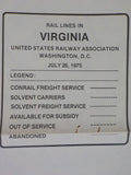 Map Rail lines in Virginia July 26, 1975 Conrail Solvent carriers   Folded