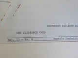 Southwest Railroad Historical Society Clearance Car Vol 13 #6 June 1975