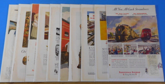 Ads Pennsylvania Railroad Lot #1 Advertisements from various magazines (10)