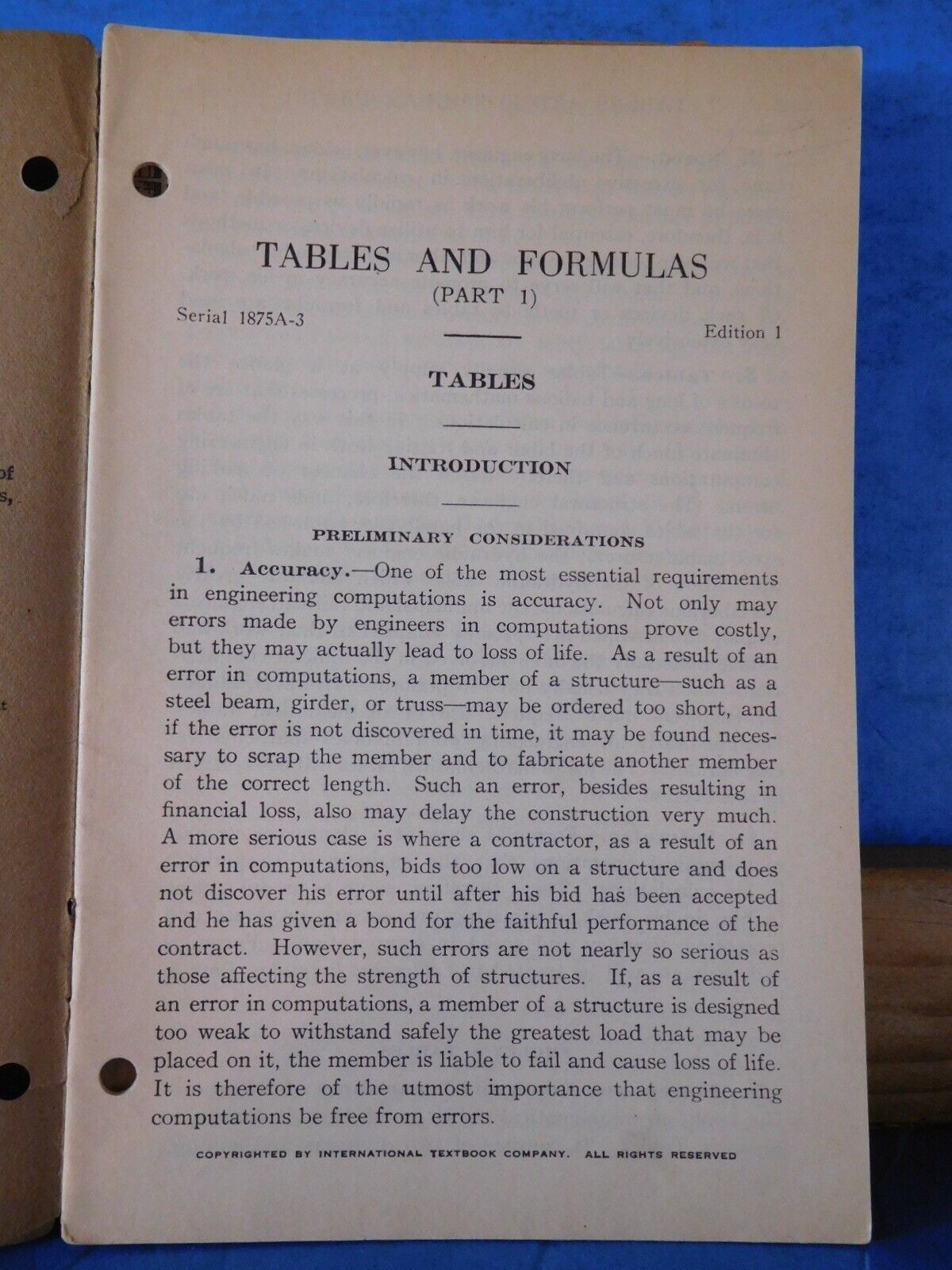 ICS Tables and Formulas #1875 A-3 Part 1 edition 1 International Corre ...