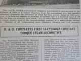 NRHS Bulletin 1937 September Vol 2#9 B&O Completes First 16-Cyclinder Constant T