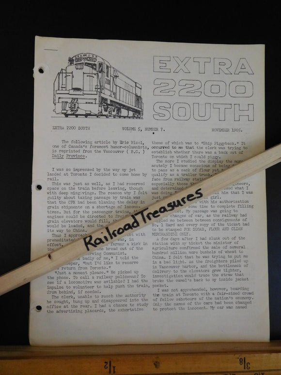 Extra 2200 South 1965 November V5#7 Early EMD Switchers Roster