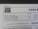 Burlington Route System Public Timetable 1961 November-1962 January