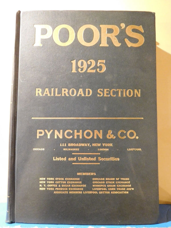 Poor's Railroad Section 1925 Railroad Section Hard Cover Pynchon & Co 1704 Pages