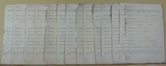 Philadelphia & Reading Railway Company Form #371 Lot of 14 Dated 1903