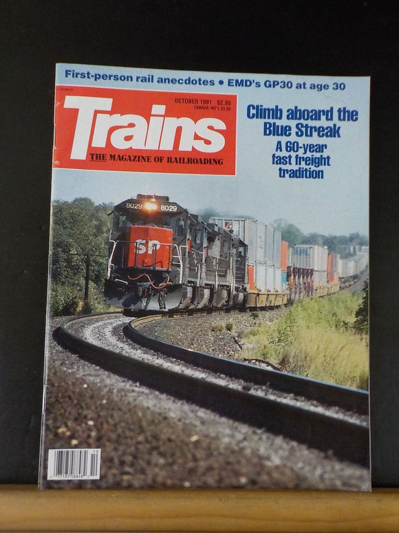 Trains Magazine 1991 October Blue Streak 60 yr fast freight tradition  EMD GP30