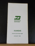 Map Burlington Northern Kansas State Railroad Map 1983 August