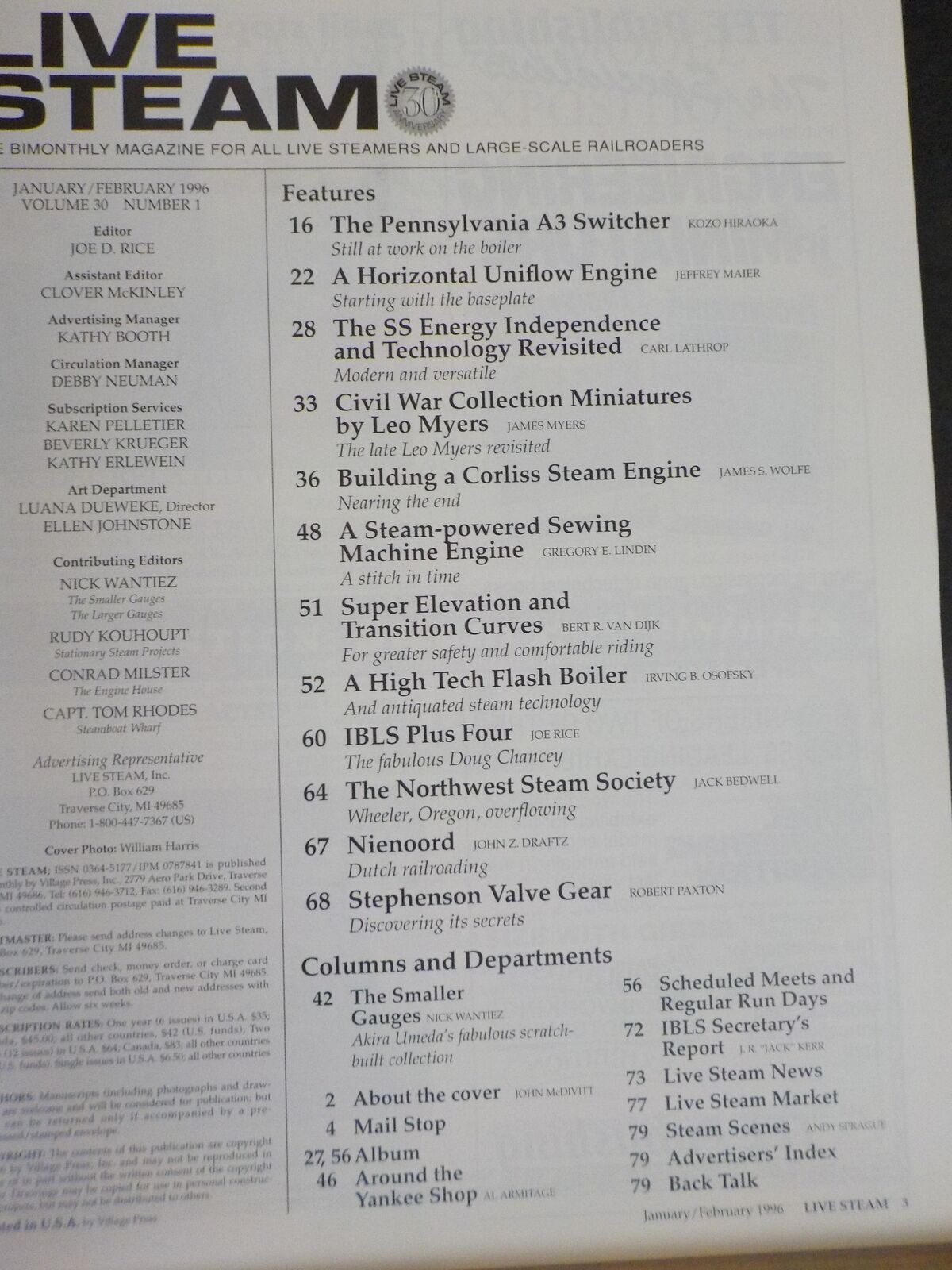Live Steam Gc Live Steam Magazine 1996 January February Building a Corliss Steam Eng ...