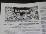Bandwagon 1981 September October Circus Magazine Robbins Bros Russell Bros Hazel