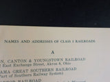 List of Principal Railroads in the United States with Home Address of Each 1954