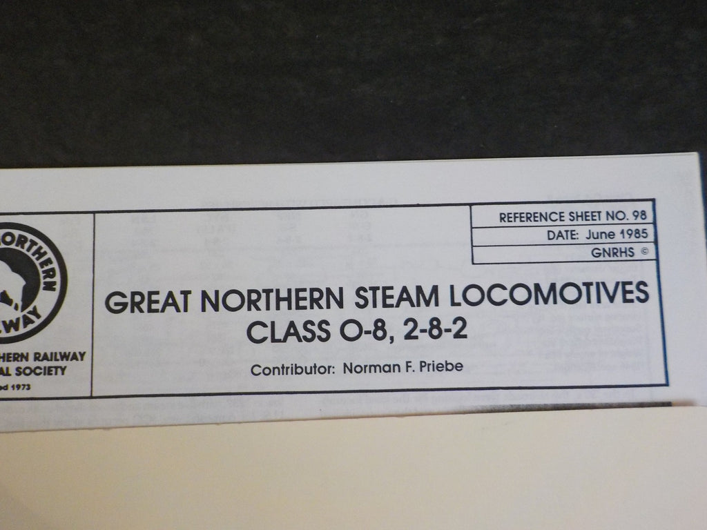 Great Northern Goat Reference Sheet #98 Steam Locomotives Class O-8, 2 ...
