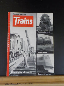 Trains Magazine 1956 February Steam in Cincinnati How to re-lay rail