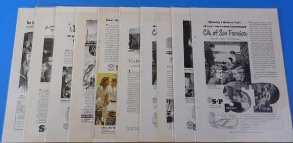 Ads Southern Pacific Railroad Lot #3 Advertisements from various magazines (10)