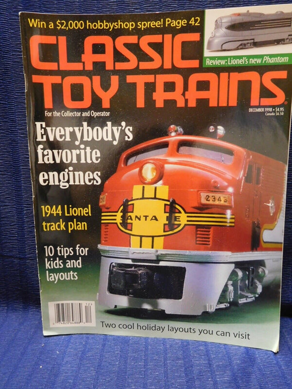 Classic Toy Trains 1998 December 10 tips Favorite engines 1944 Lionel track plan