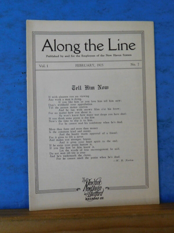 Along the Line 1925 February New York New Haven & Hartford Employee Magazine